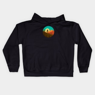 Mountain cycling illustration with bicycle rider Kids Hoodie